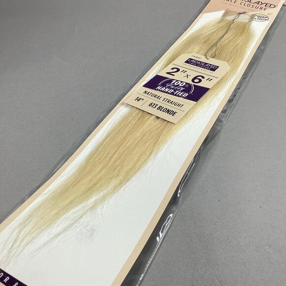 14” Straight Platinum Blonde Melted Lace Closure Unprocessed Human Hair 2” x 6” - Picture 2 of 5
